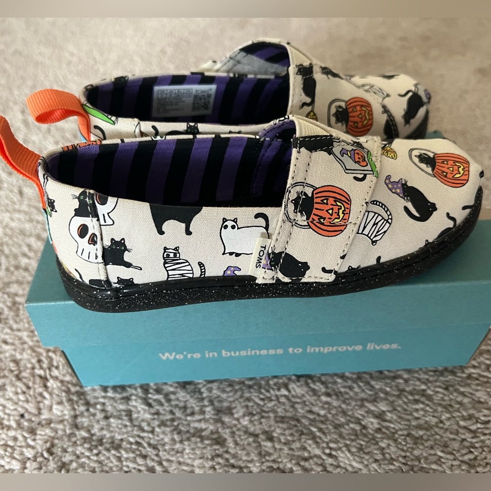 Toms Alpargata Glow in The Dark Halloween Cats - Toddler Size 11